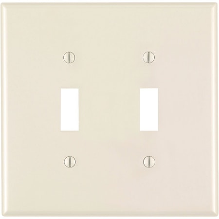 Leviton 2-Gang Plastic Oversized Toggle Switch Wall Plate, Light Almond R56-78109-00T